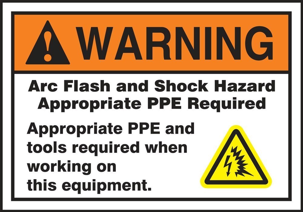 Arc flash shock hazard warning label for electrical equipment
